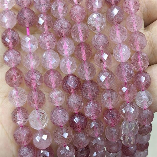 Natural Pink Strawberry Quartz Beads Faceted Round