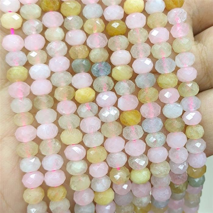 Natural Morganite Beads Multicolor Faceted Rondelle
