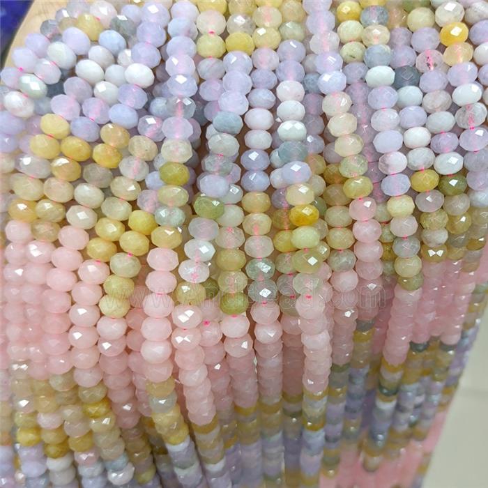 Natural Morganite Beads Multicolor Faceted Rondelle