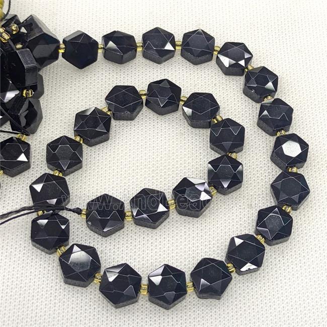 Natural Black Obsidian Hexagon Beads Faceted
