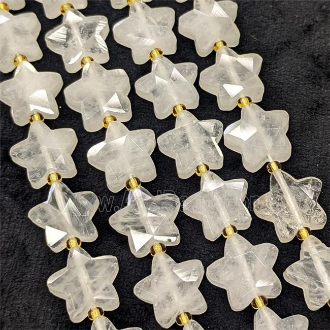 Natural Clear Crystal Quartz Star Beads Faceted