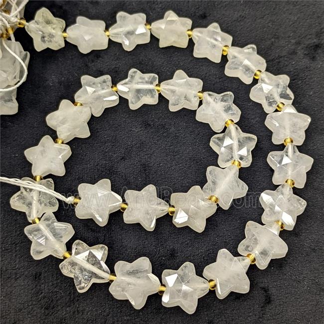 Natural Clear Crystal Quartz Star Beads Faceted