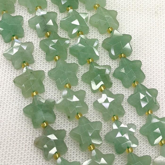 Natural Green Aventurine Star Beads Faceted