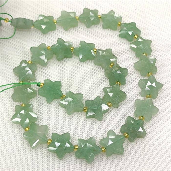 Natural Green Aventurine Star Beads Faceted