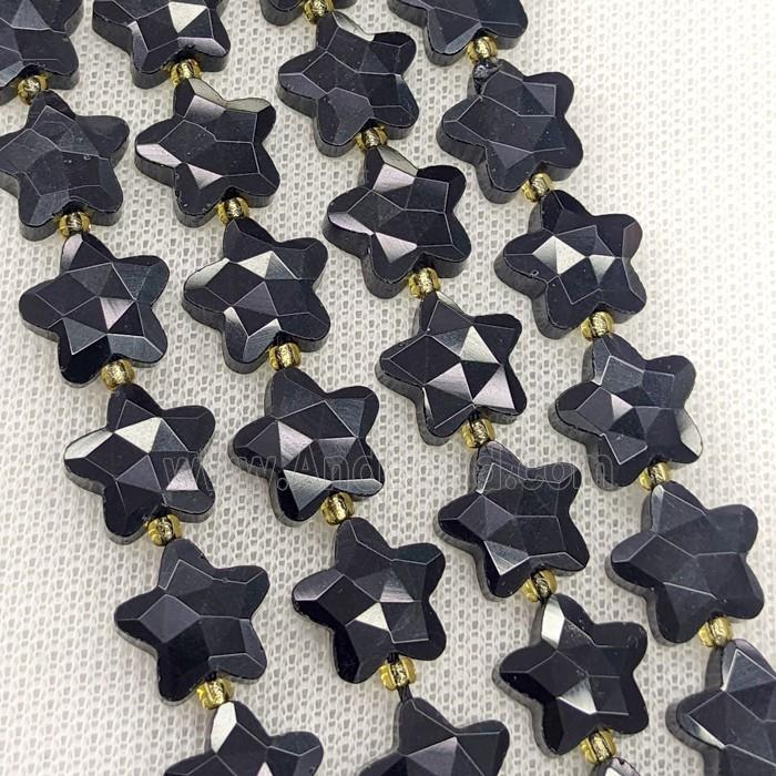 Natural Black Obsidian Star Beads Faceted