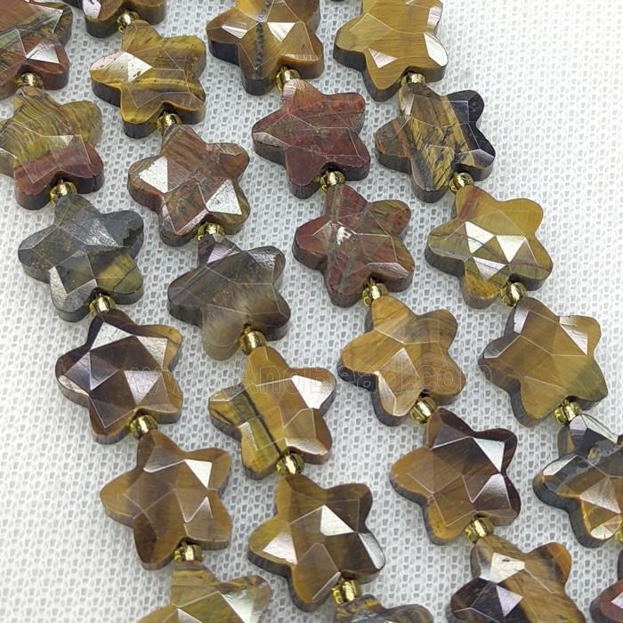 Natural Tiger Eye Stone Star Beads Faceted