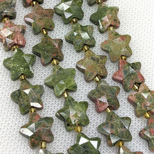 Natural Unakite Star Beads Faceted