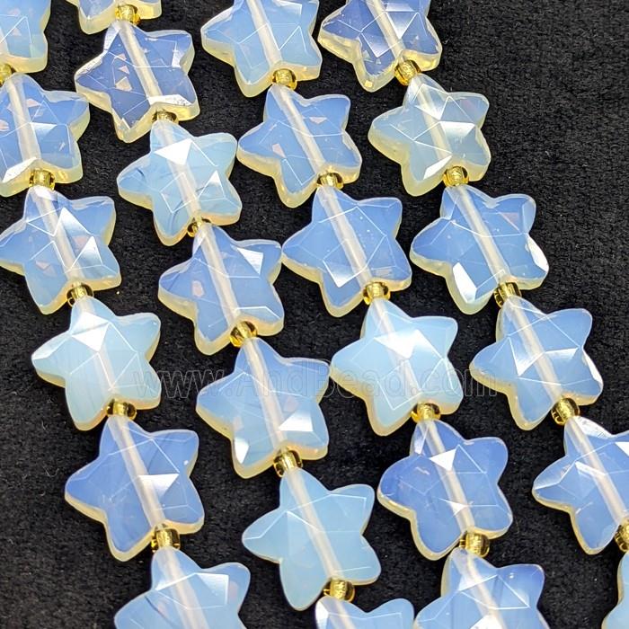 White Opalite Star Beads Faceted