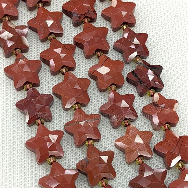 Natural Red Jasper Star Beads Faceted