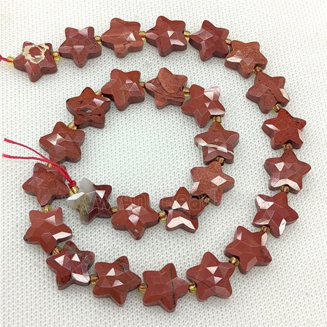 Natural Red Jasper Star Beads Faceted