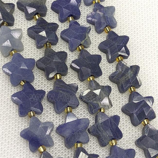 Natural Blue Aventurine Star Beads Faceted