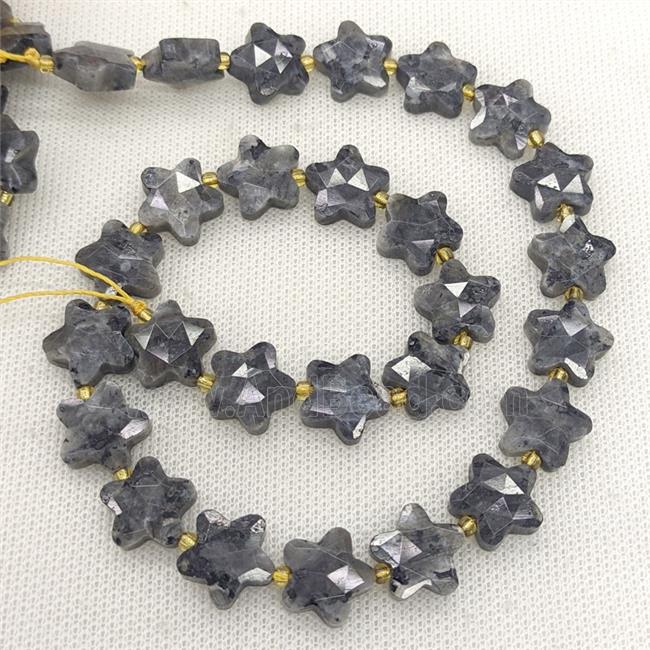 Natural Black Labradorite Star Beads Faceted