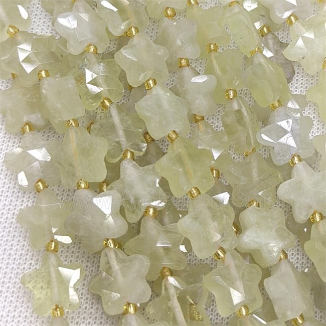 Natural Lemon Quartz Star Beads Faceted