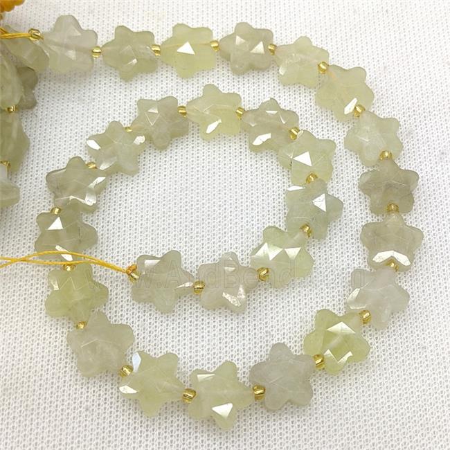 Natural Lemon Quartz Star Beads Faceted