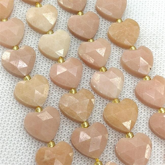 Peach Jade Heart Beads Faceted Dye