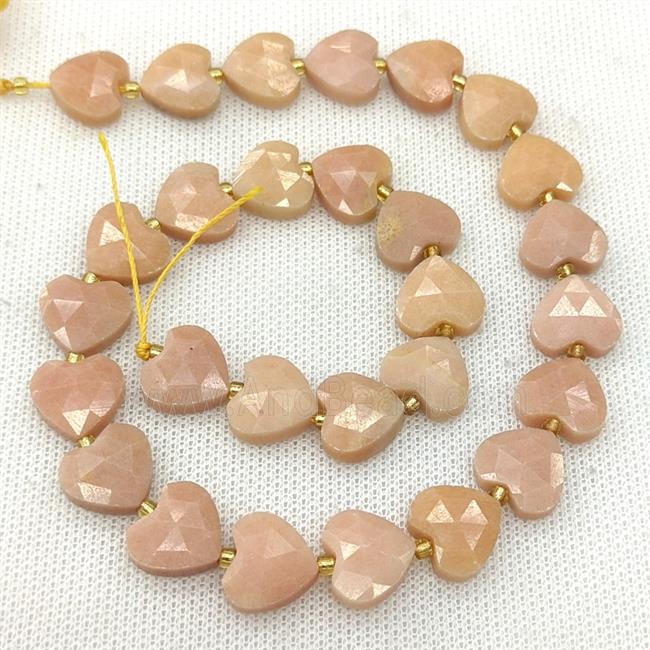 Peach Jade Heart Beads Faceted Dye