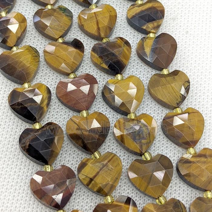 Natural Tiger Eye Stone Heart Beads Faceted