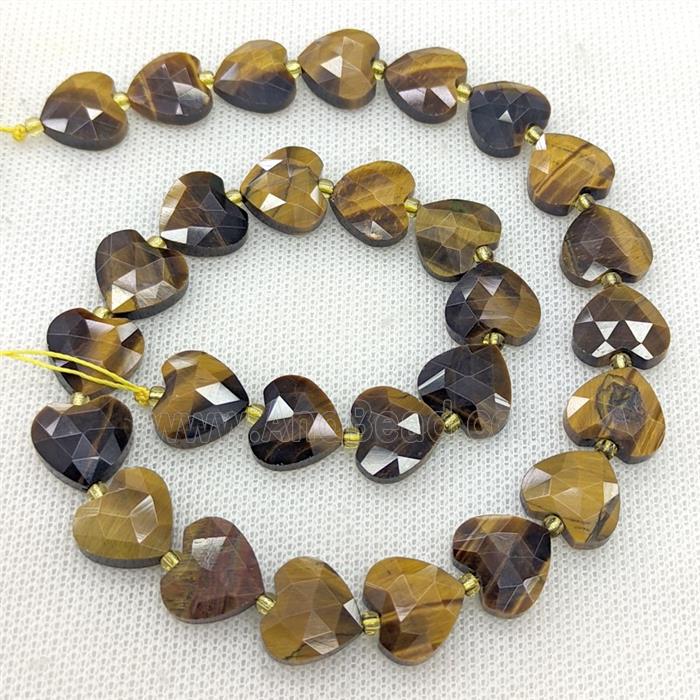 Natural Tiger Eye Stone Heart Beads Faceted
