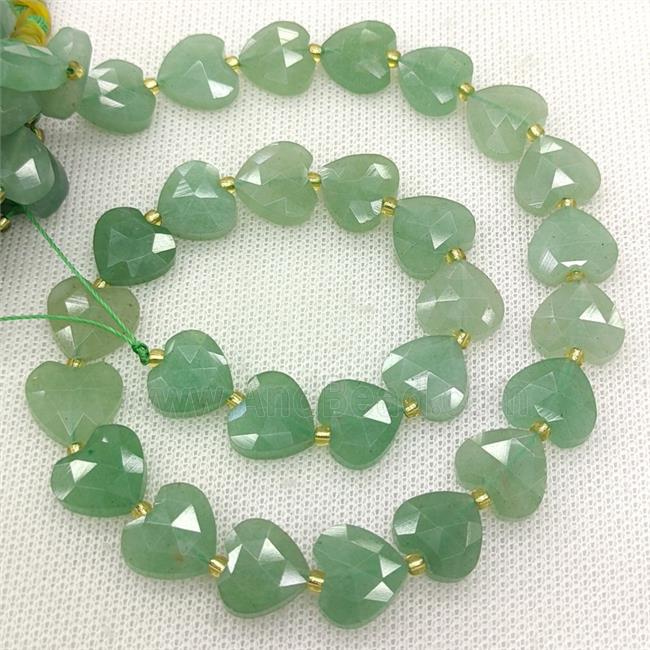 Natural Green Aventurine Heart Beads Faceted