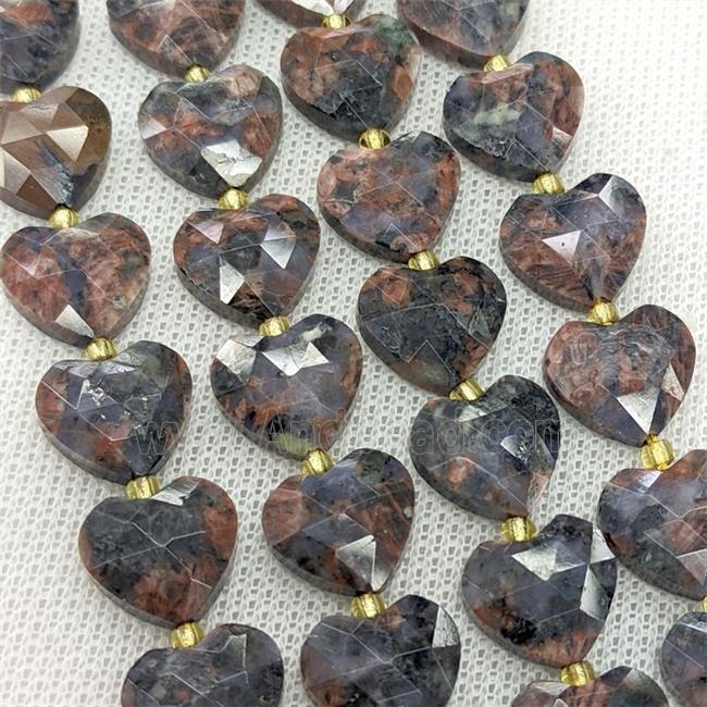 Natural Yooperlite Flame Jasper Heart Beads Faceted
