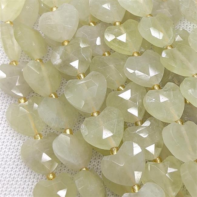 Natural Lemon Quartz Heart Beads Faceted