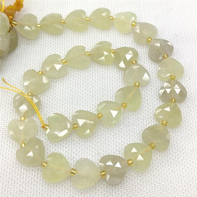 Natural Lemon Quartz Heart Beads Faceted