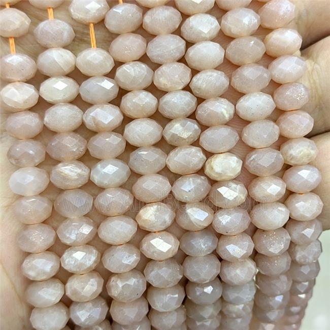 Natural Peach Moonstone Beads Faceted Rondelle
