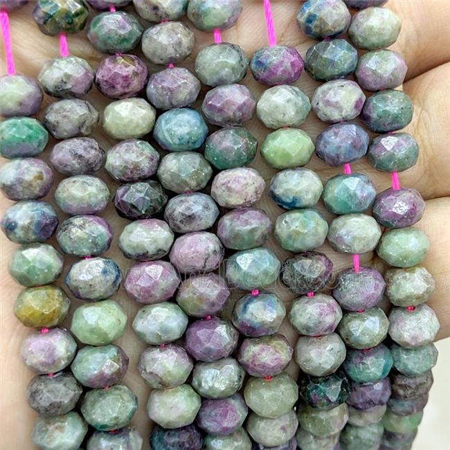 Natural Corundum Beads Faceted Rondelle Red Green