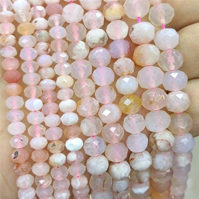 Natural Pink Sakura Agate Beads Faceted Rondelle