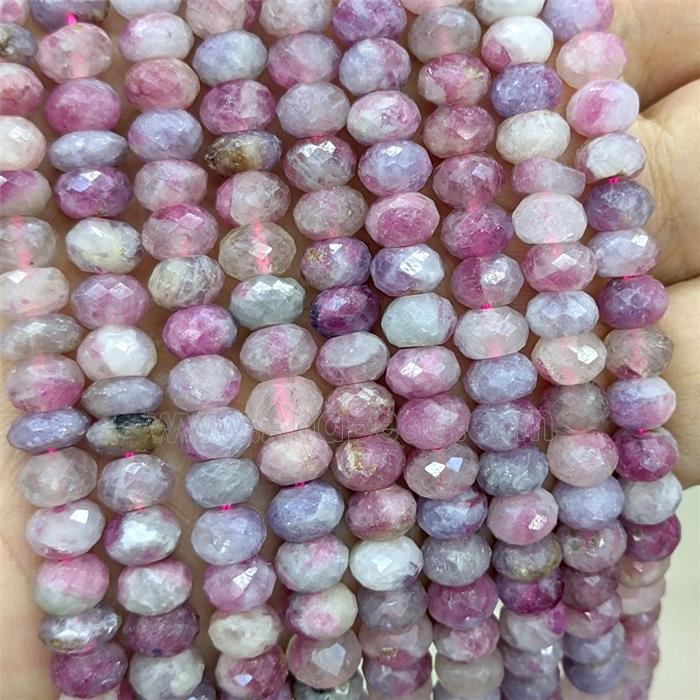 Natural Pink Rubellite Tourmaline Beads Faceted Rondelle