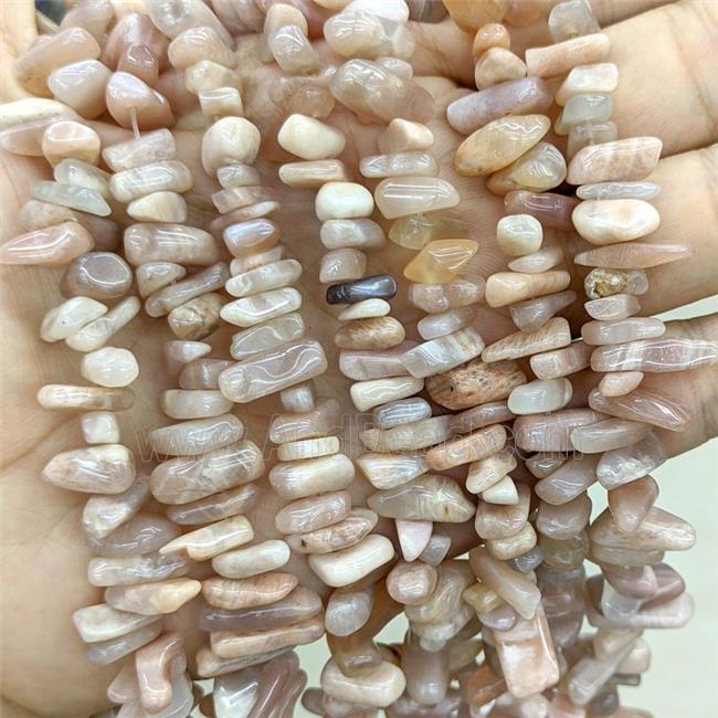 Natural Peach Moonstone Chips Beads Freeform Topdrilled