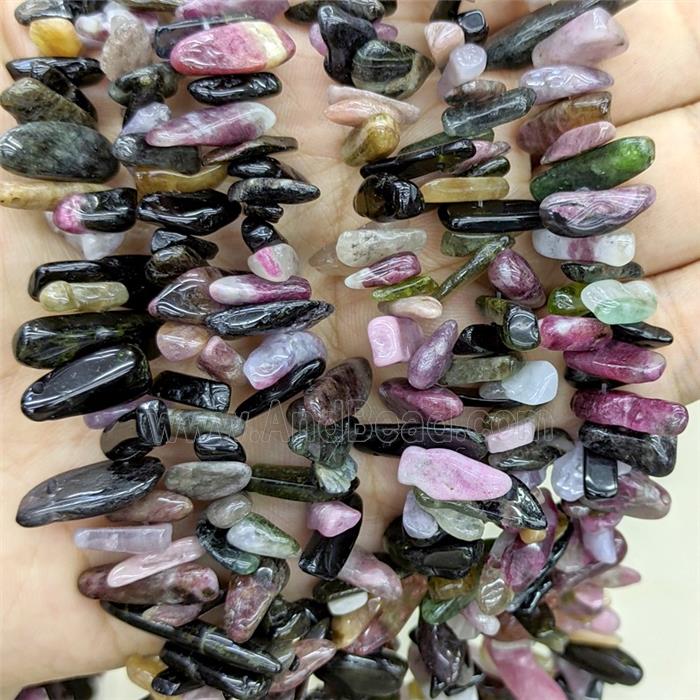 Natural Multicolor Tourmaline Chips Beads Freeform Topdrilled