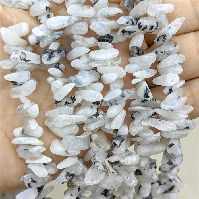Natural White Moonstone Chips Beads Freeform Topdrilled