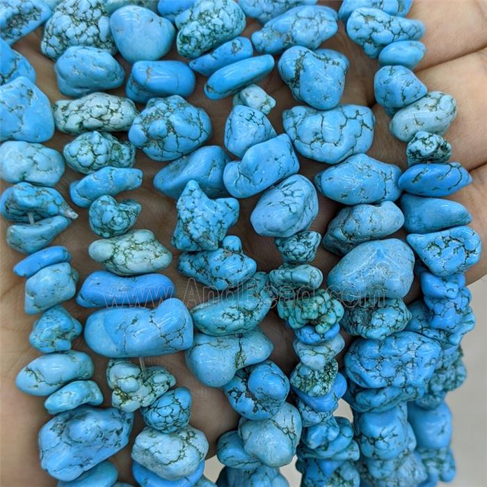 Natural Magnesite Turquoise Chips Beads Freeform Blue
