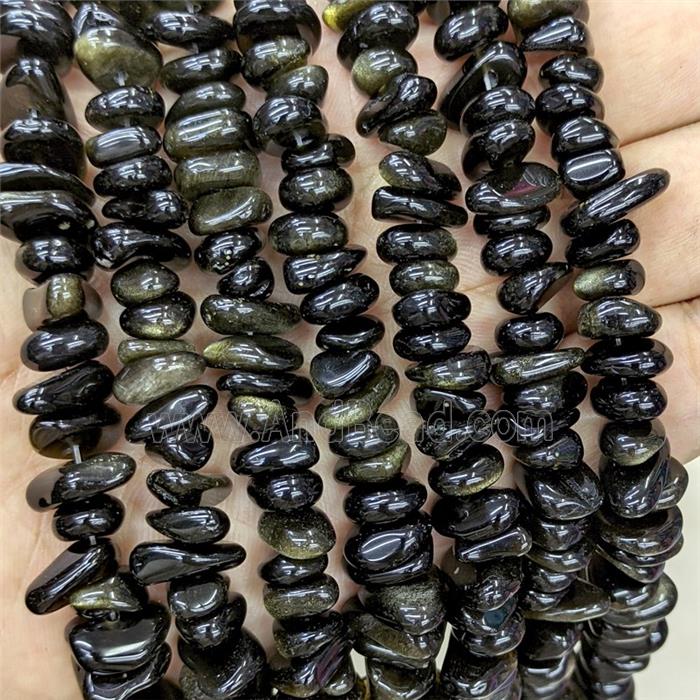 Natural Golden Obsidian Chips Beads Freeform