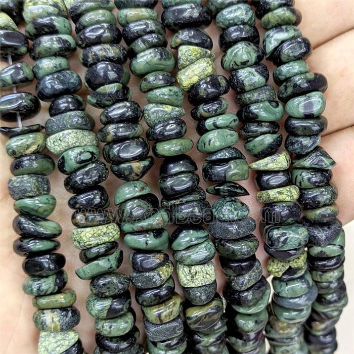 Natural Green Kambaba Jasper Chips Beads Freeform
