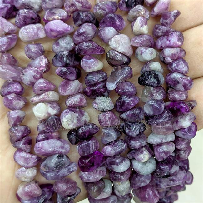 Natural Lepidolite Chips Beads Purple Freeform