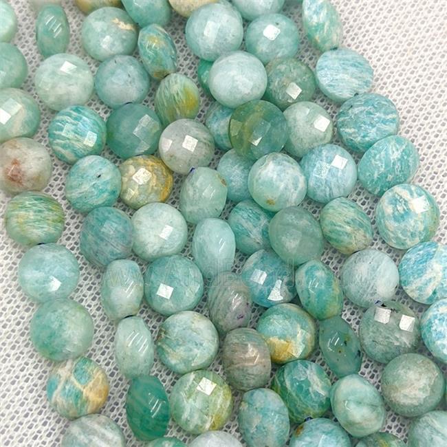 Natural Green Amazonite Beads Faceted Coin