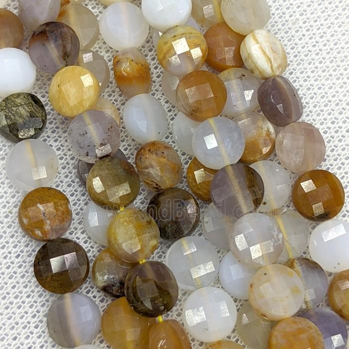 Natural Chalcedony Button Beads Multicolor Faceted Coin C-Grade