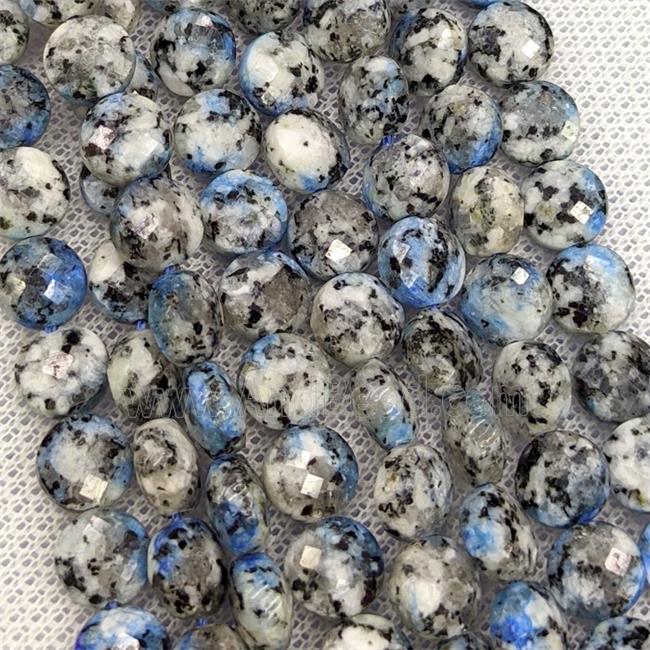 Natural Marble Beads Blue Dye Faceted Coin