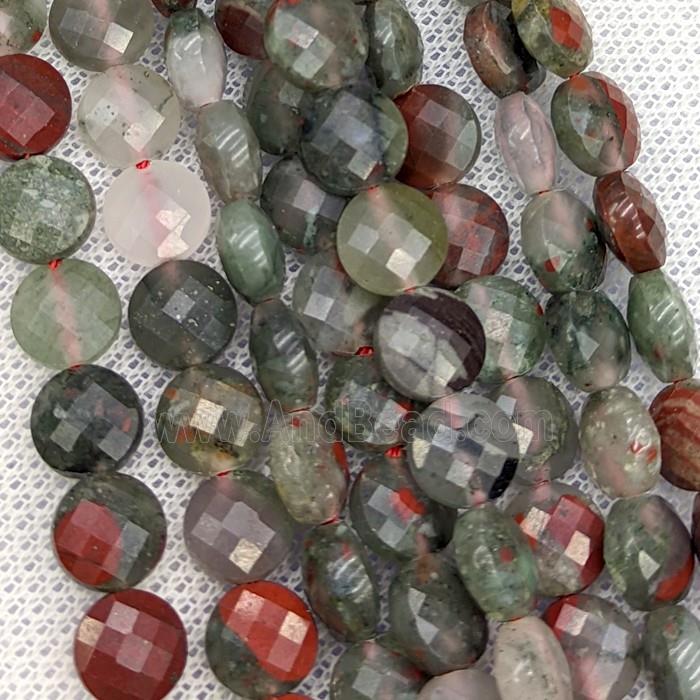 Natural African Bloodstone Button Beads Faceted Coin
