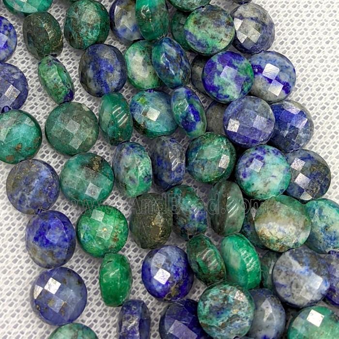 Natural Azurite Beads Dye Faceted Coin
