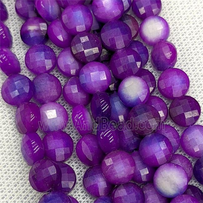 Purple Jade Beads Dye Faceted Coin