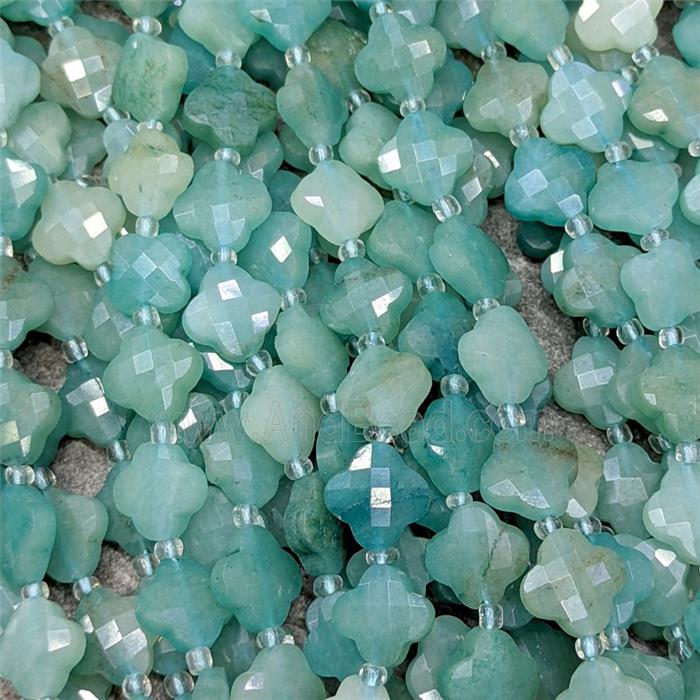 Natural Green Amazonite Clover Beads Faceted