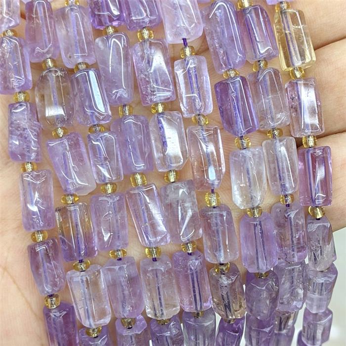 Natural Amethyst Tube Beads Lt.purple