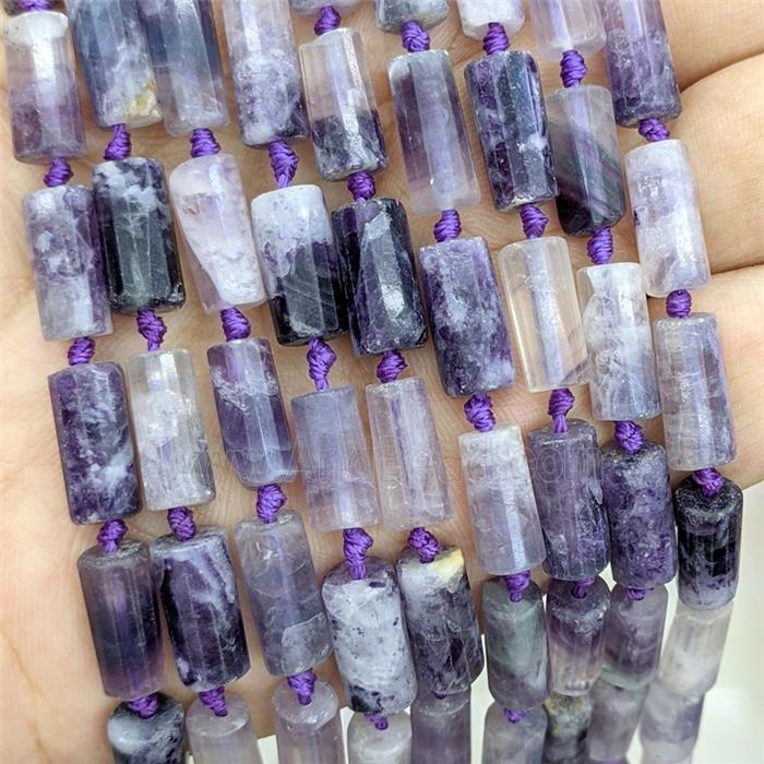 Natural Purple Fluorite Tube Beads