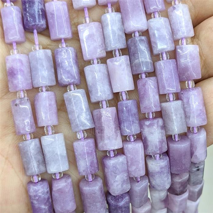 Natural Purple Lepidolite Tube Beads
