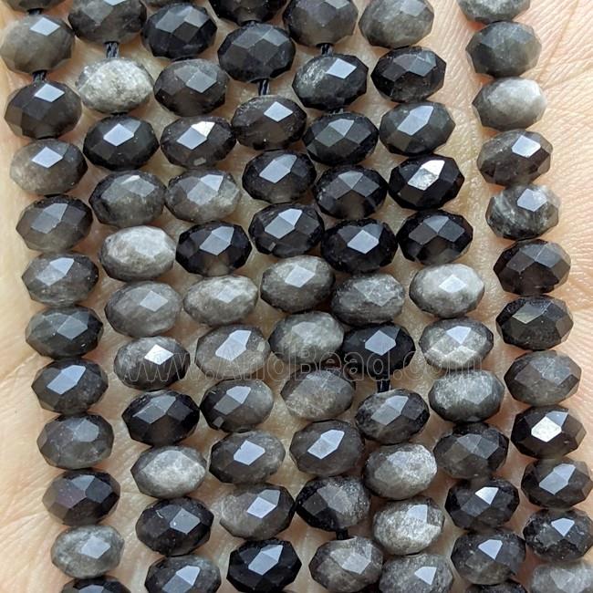 Natural Silver Obsidian Beads Faceted Rondelle