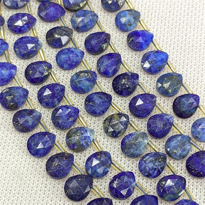 Natural Blue Lapis Lazuli Beads Faceted Teardrop Topdrilled
