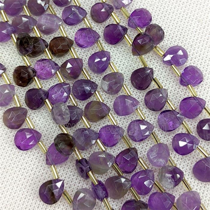 Natural Purple Amethyst Beads Faceted Teardrop Topdrilled